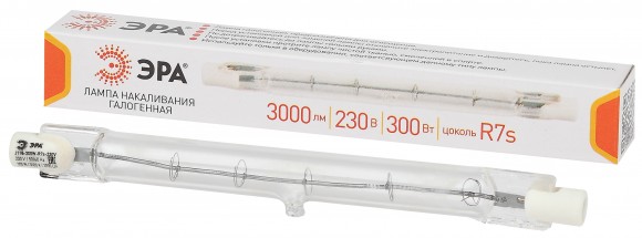 Б0048494 Лампочка галогенная ЭРА J118-300W-R7s-230V R7s 300Вт трубка теплый белый свет