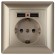 Б0043406 4-410-04 Intro Розетка P+E Schuko со шторками, 16А-250В + 2хUSB, СУ, Solo, шампань (10/100/2500)