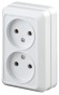Б0038871 2Э-203-01 Intro Розетка 2х2P, 16А-250В, ОУ, б.м.п., Quadro, белый (10/100/2100)