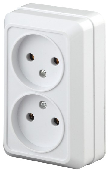 Б0038871 2Э-203-01 Intro Розетка 2х2P, 16А-250В, ОУ, б.м.п., Quadro, белый (10/100/2100)