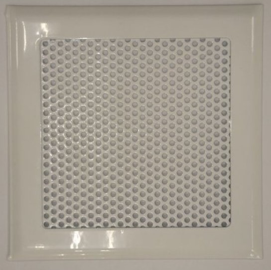Решетка на магнитах серии РП-150 (круг) квадратная 150x150 мм металлическая белая (RAL 9003)