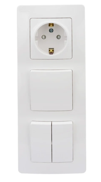 Блок розетка + выключатель Systeme Electric BLANCA, скрытый монтаж, белый, BLNBS101201