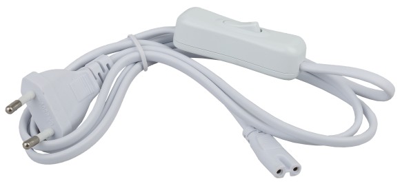 LLED-A-CABLE-1.5m-SW-W Сетевой шнур ЭРА LLED-A-CABLE-1.5m-SW-W c выключателем разъем C7 длина 1500мм для LLED-01, 02 и аналогов.