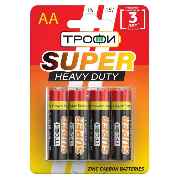 C0033716 Батарейки Трофи R6-4BL SUPER HEAVY DUTY Zinc (40/720/25920)