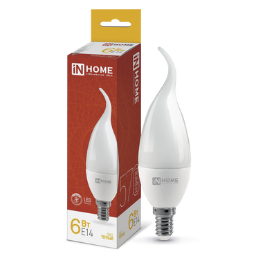 4690612030371 Лампа сд LED-СВЕЧА НА ВЕТРУ-VC 6Вт 230В Е14 3000К 570Лм IN HOME