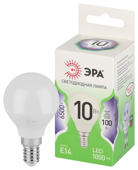 LED P45-10W-865-E14 GL Лампочка светодиодная ЭРА GREEN LINE LED P45-10W-865-E14 GL E14 10 Вт шар холодный свет