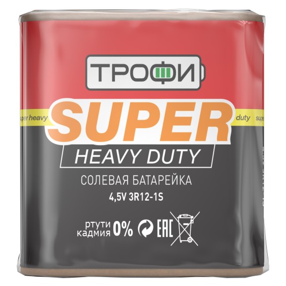 C0034622 Батарейки Трофи 3R12-1S SUPER HEAVY DUTY Zinc (10/100/4800)