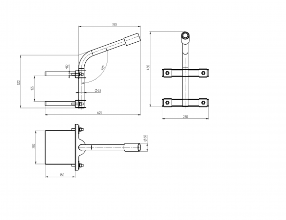 Б0047656 Кронштейн на опору ЭРА SPP-AC4-0-350-060 с 2 хомутами 350mm d60mm