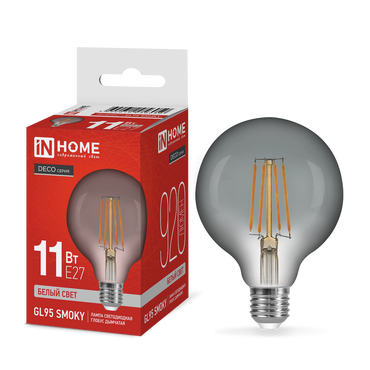 4690612056050 Лампа сд LED-GL95-deco smoky 11Вт 230В E27 4000K 920Лм дымчатая IN HOME