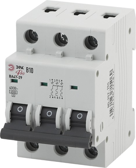 Б0048786 Автоматический выключатель ЭРА PRO NO-902-196 ВА47-29 3Р 10А кривая В 4,5кА