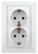 Б0027615 1-205-01 Intro Розетка 2X2P+E Schuko, 16А-250В, IP20, СУ, Plano, белый (10/100/1400)