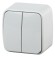 Б0036095 3-104-01 Intro Выключатель двойной, 10А-250В, IP20, ОУ, Polo, белый (18/360/4320)