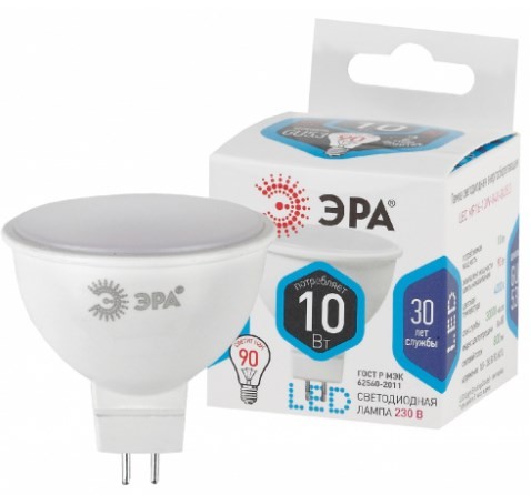 Лампочка светодиодная ЭРА STD LED MR16-10W-840-GU5.3 GU5.3 10Вт софит нейтральный белый свет