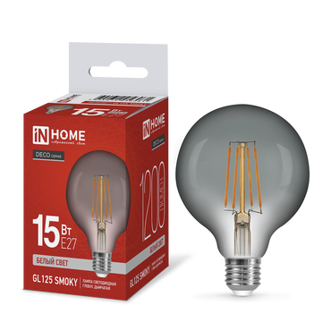 4690612056081 Лампа сд LED-GL125-deco smoky 15Вт 230В E27 4000К 1200Лм дымчатая IN HOME