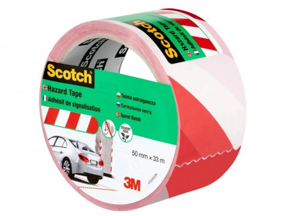 Сигнальная лента Scotch  4705 бело - красная 50 мм х 33м