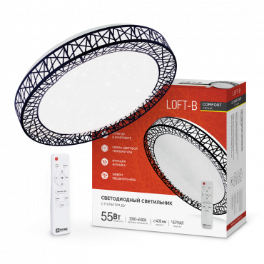 4690612034775 Светильник сд COMFORT LOFT-B 55Вт 230В 3000-6500K 4400Лм 395x105мм с пультом ДУ IN HOME