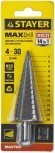 STAYER 4-30 мм, 14 ступеней, сталь HSS, ступенчатое сверло (29660-4-30-14)