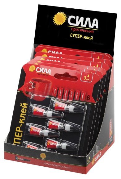 C0045533 SBL1-6 СИЛА Супер-клей СВЕРХПРОЧНЫЙ 1 гр.х 6 шт. BL-6 (12/288/1728)