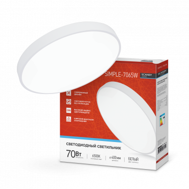 4690612047041 Светильник сд SCANDY SIMPLE-7065W 70Вт 230В 6500К 5600Лм 400х50мм белый IN HOME