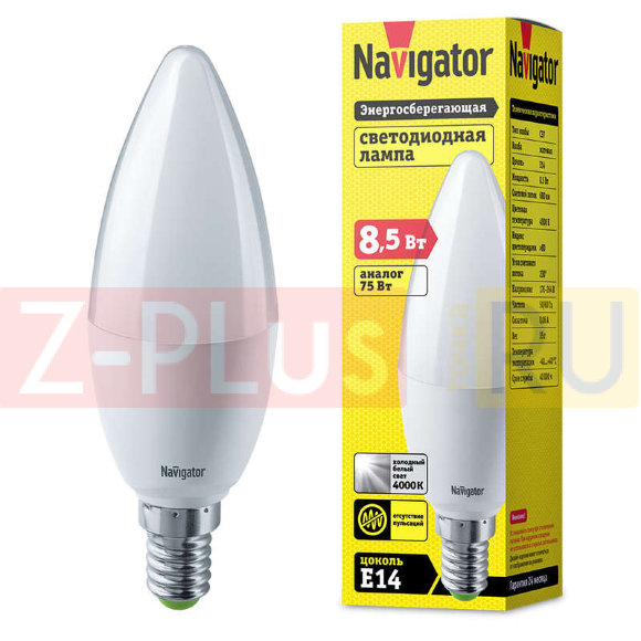 Лампа светодиодная 61 325 NLL-C37-8.5-230-4К-E14-FR Navigator 61325