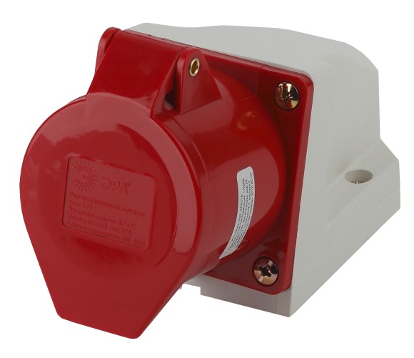 Б0032878 Розетка ЭРА R(OUT)-32-3P-PE-IP44 стационарная наружная 124 3Р+РЕ 32А 380В IP44