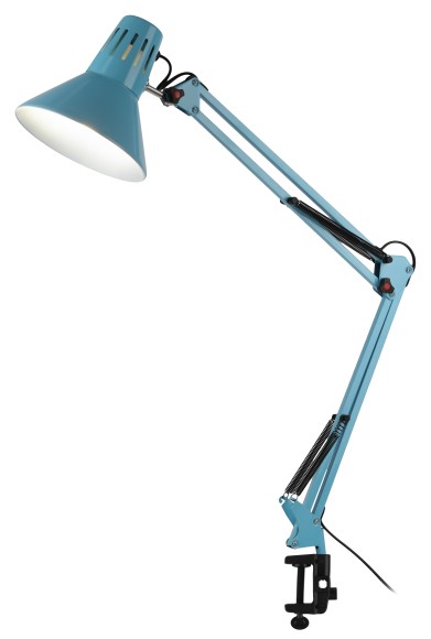 Б0052759 Настольный светильник ЭРА N-121-E27-40W-LBU Е27 на струбцине голубой