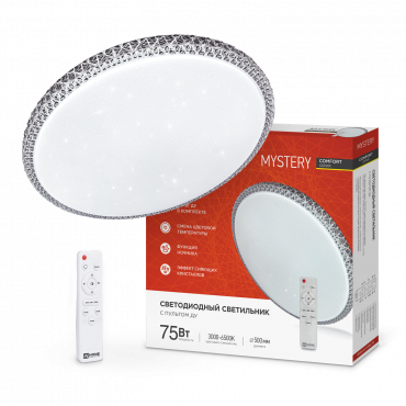 4690612034829 Светильник сд COMFORT MYSTERY 75Вт 230В 3000-6500K 6000Лм 500x80мм с пультом ДУ IN HOME