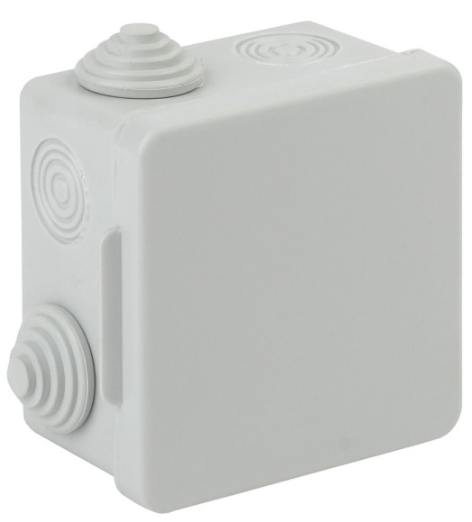 Б0037443 Распаячная коробка ЭРА KOR-80-80-50-7g открытой установки серая 80х80х50мм с гермовводами 7 вх. IP54