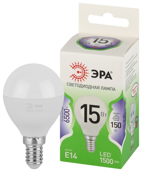 LED P45-15W-865-E14 GL Лампочка светодиодная ЭРА GREEN LINE LED P45-15W-865-E14 GL E14 15 Вт шар холодный свет