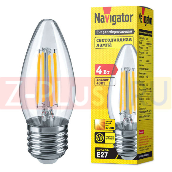 Лампа светодиодная 14 005 NLL-F-C35-4-230-2.7K-E27 Navigator 14005
