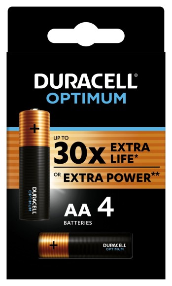 Б0056020 Батарейки Duracell 5014061 АА алкалиновые 1,5v 4 шт. LR6-4BL Optimum (4/64/16000)