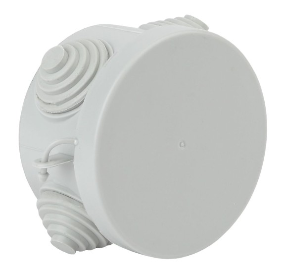 Б0037446 Распаячная коробка ЭРА KOR-65-40-4g открытой установки серая 65х40мм с гермовводами 4 вх. IP54