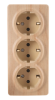 Б0020705 11-2209-11 ЭРА Розетка 3х2P+E Schuko со шторками, 16A-250В, IP20, ОУ, Эра Эксперт, сосна (6/60/1200)