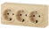 Б0020705 11-2209-11 ЭРА Розетка 3х2P+E Schuko со шторками, 16A-250В, IP20, ОУ, Эра Эксперт, сосна (6/60/1200)