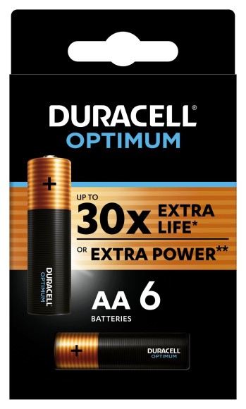 Б0056022 Батарейки Duracell 5014065 АА алкалиновые 1,5v 6 шт. LR6-6BL Optimum (6/96/14400)
