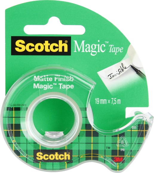 C0039928 Scotch Кл.лента невидим. MAGIC, 19мм х 7,5м, мини-диспенсер [8-1975D-RUS] (12/144/5760)