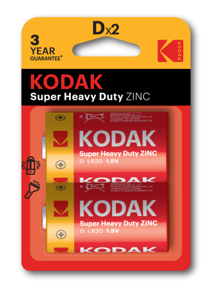 Б0005135 Батарейки Kodak R20-2BL SUPER HEAVY DUTY Zinc [KDHZ-2] (24/120/5040)