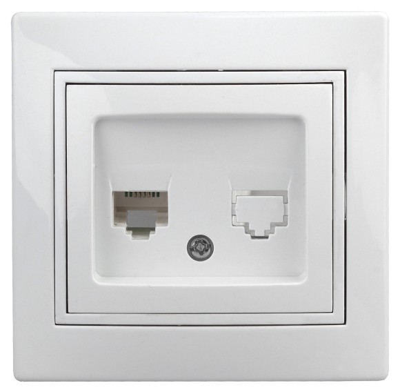 Б0027619 Розетка Intro Plano 1-302-01 телефонная RJ11, IP20, СУ, белый