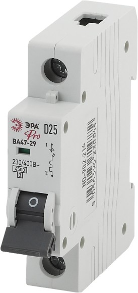 Б0048804 Автоматический выключатель ЭРА PRO NO-902-214 ВА47-29 1Р 25А кривая D 4.5кА