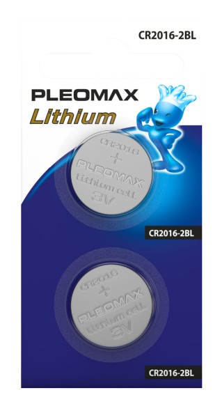 Б0061069 Батарейки Pleomax CR2016-2BL Lithium (60/240/43200)